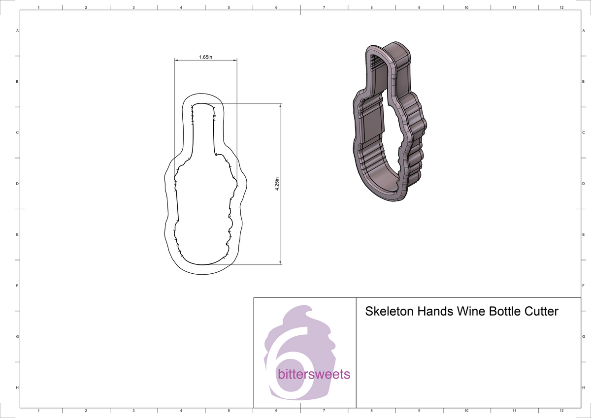 DIGITAL STL Download For Skeleton Hands Wine Bottle Cookie Cutter