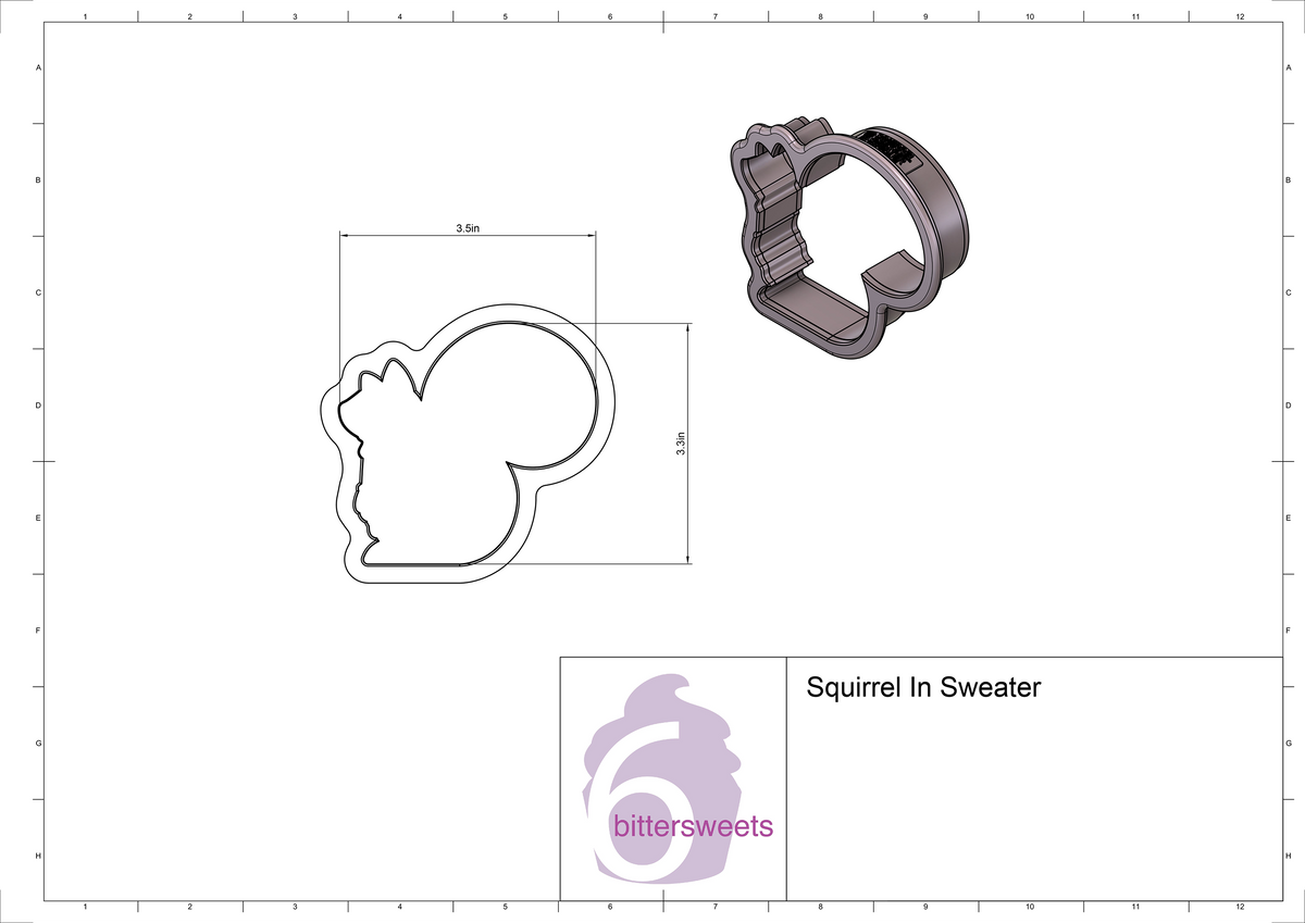 DIGITAL STL Download For Squirrel In Sweater Cookie Cutter