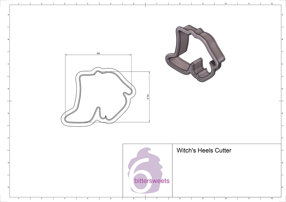DIGITAL STL Download For Witch&#39;s Heels 1 Cookie Cutter