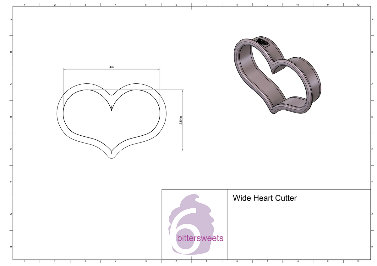 DIGITAL STL Download For Wide Heart Cookie Cutter