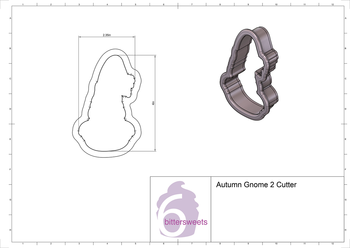 DIGITAL STL Download For Autumn Gnome 2 Cookie Cutter