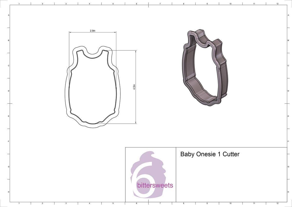 DIGITAL STL Download For Baby Onesie 1 Cookie Cutter