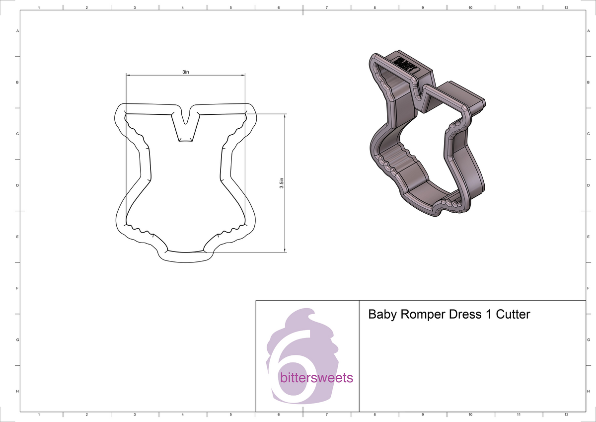 Baby Romper Dress 1 Cookie Cutter