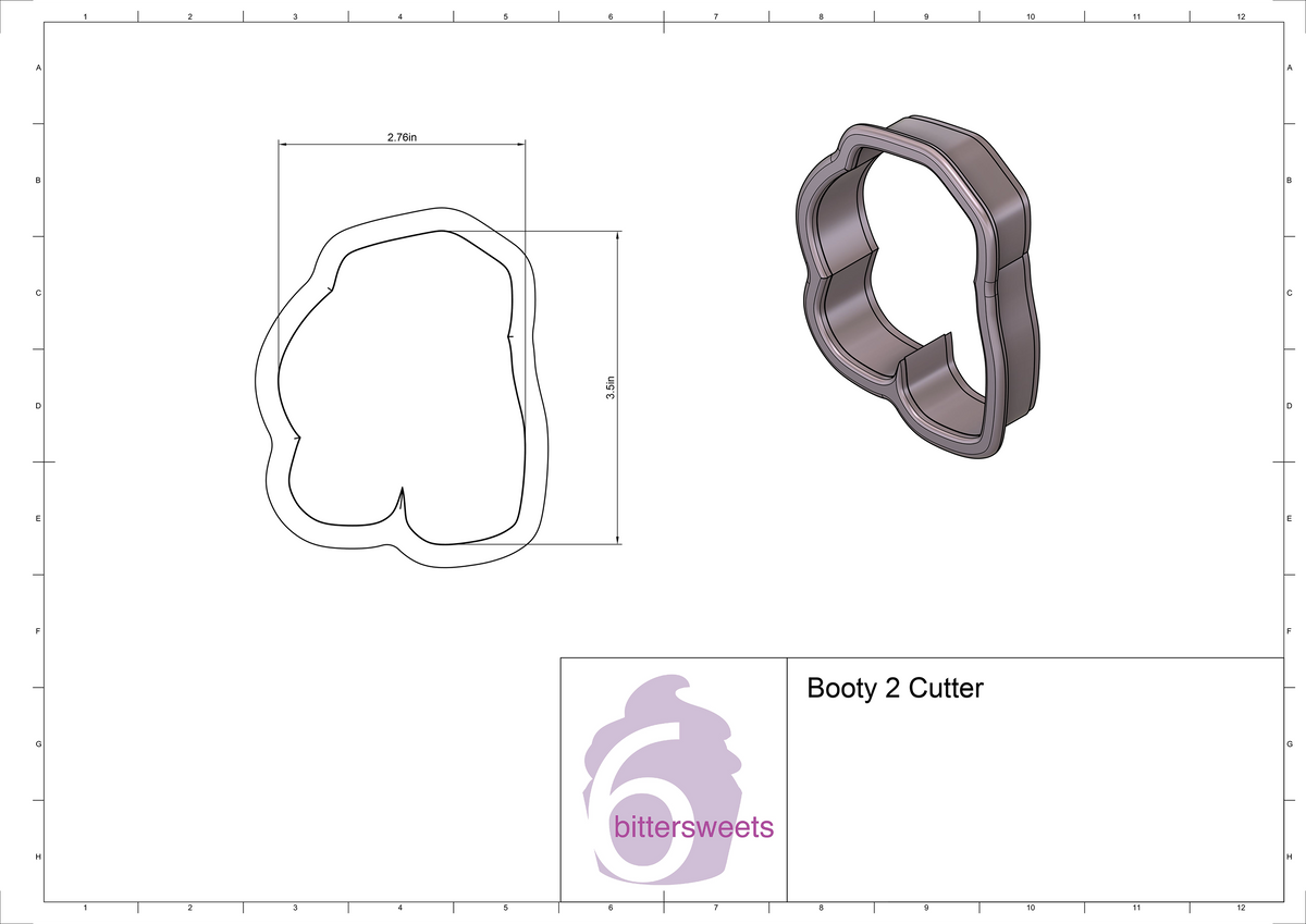 DIGITAL STL Download For Booty 2 Cookie Cutter