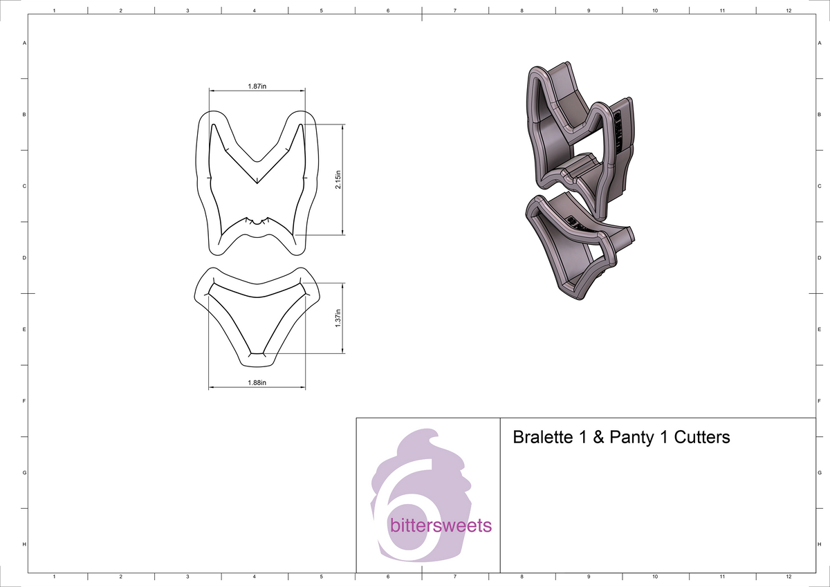 DIGITAL STL Download For Bralette &amp; Panty 1 Cookie Cutters