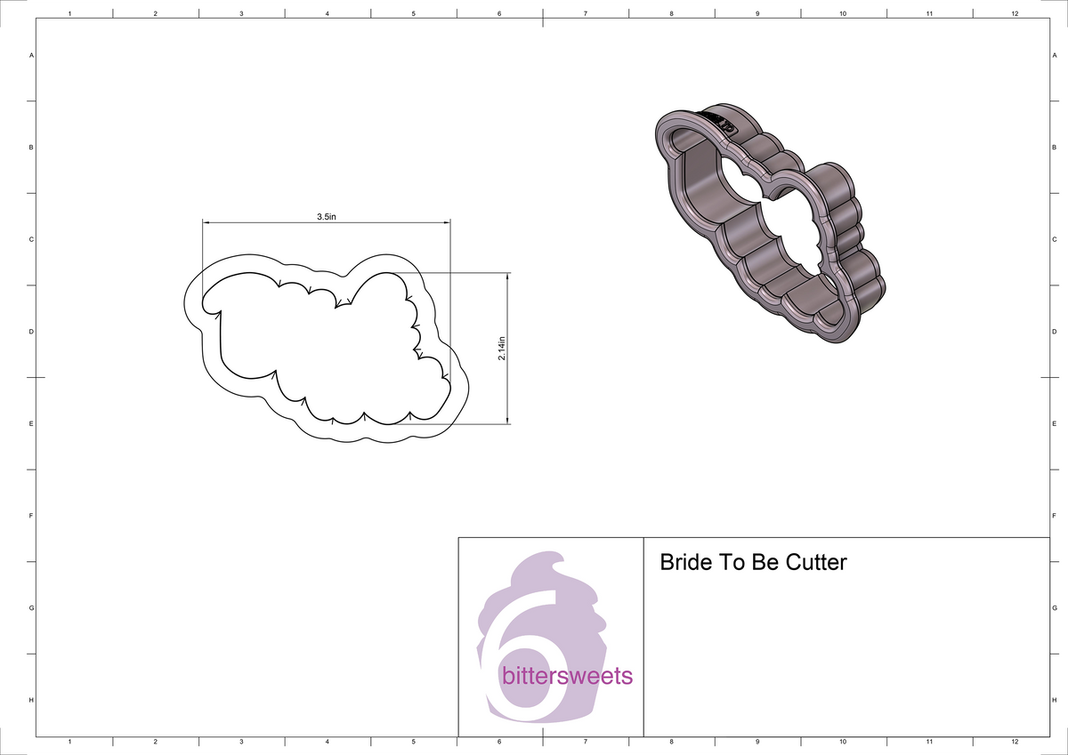 DIGITAL STL Download For Bride To Be Lettered Cookie Cutter