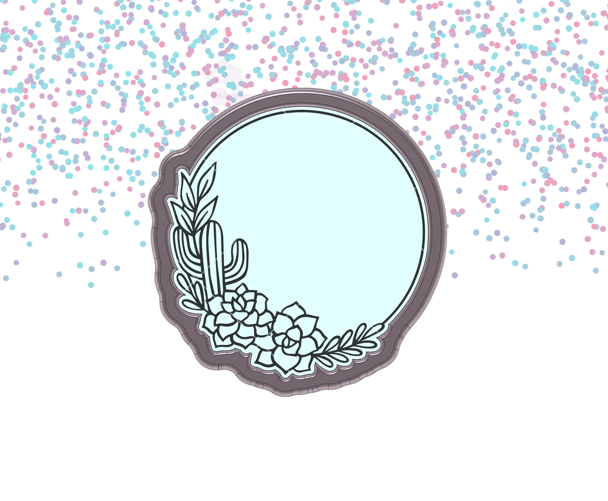Cactus Floral Circle Plaque Cookie Cutter
