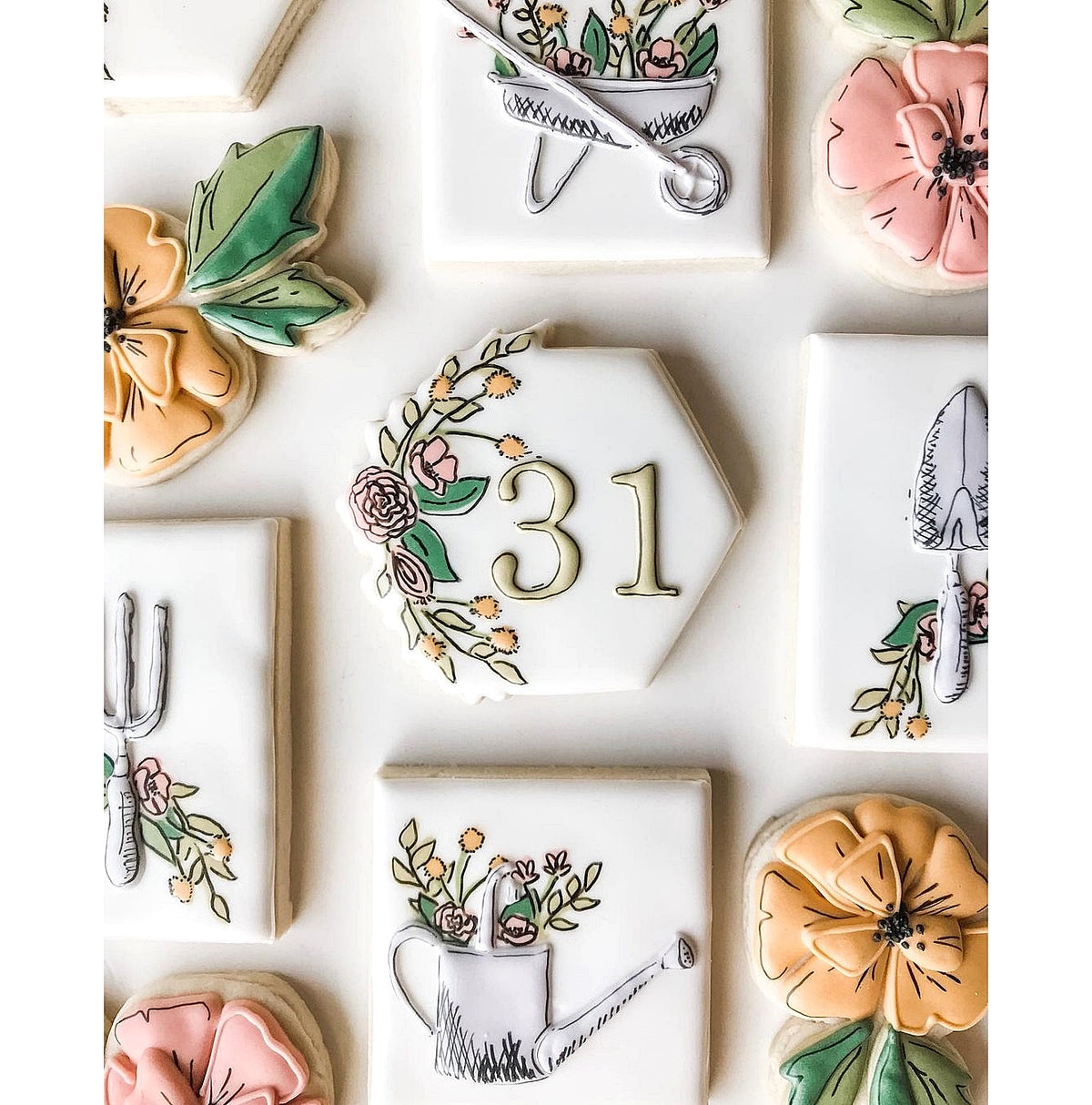 Cactus Floral Hexagon Plaque Cookie Cutter