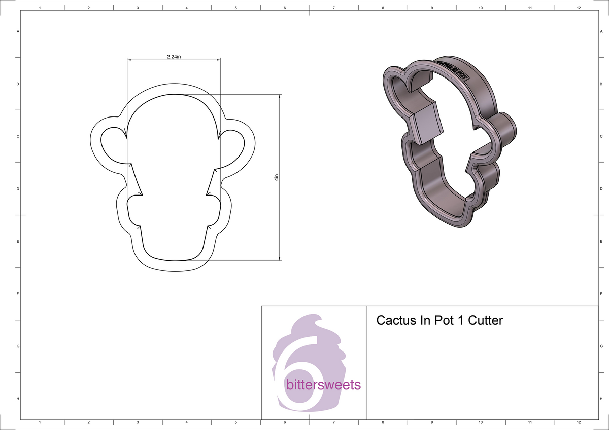 DIGITAL STL Download For Cactus In Pot 1 Cookie Cutter