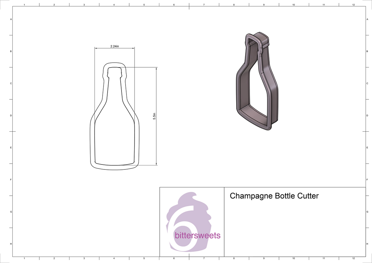 DIGITAL STL Download For Champagne Bottle Cookie Cutter