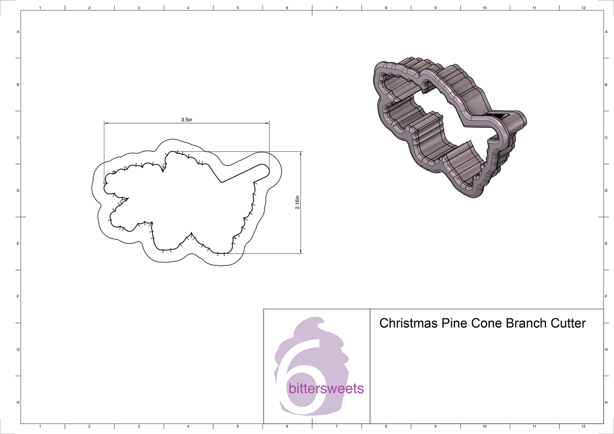 Christmas Pine Cone Branch Cookie Cutter