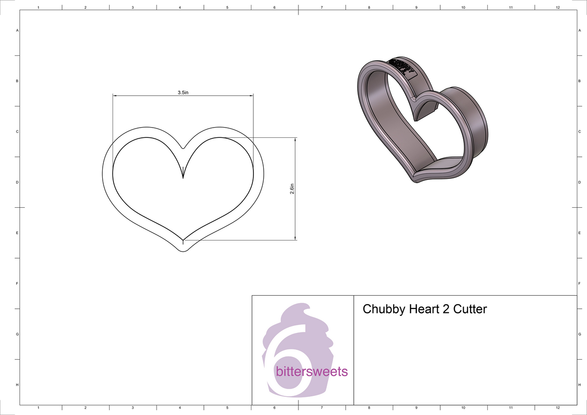 DIGITAL STL Download For Chubby Heart 2 Cookie Cutter