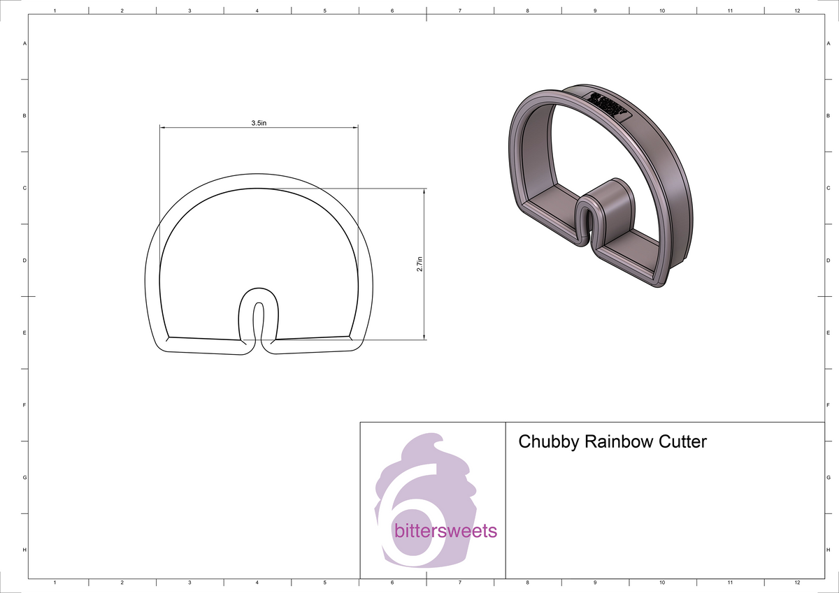 DIGITAL STL Download For Chubby Rainbow Cookie Cutter