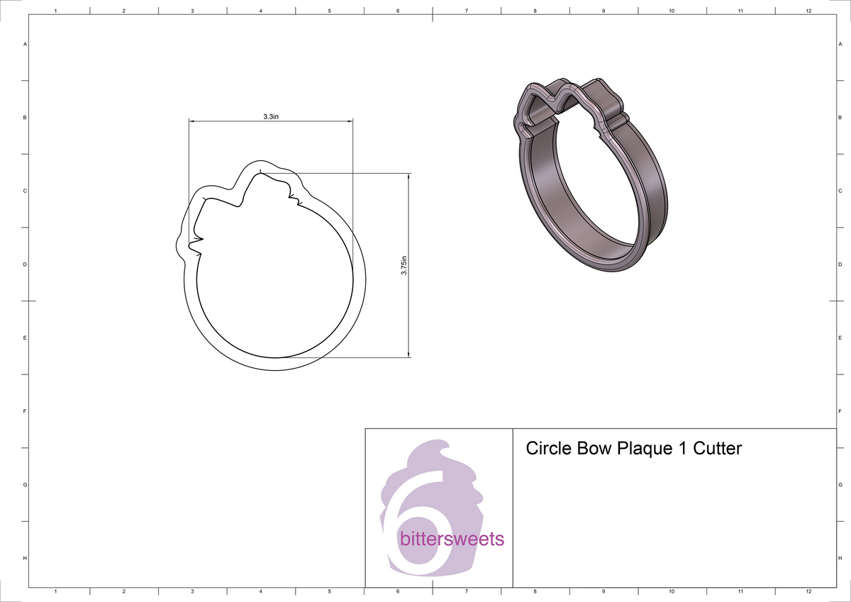 DIGITAL STL Download For Circle Bow Plaque 1 Cookie Cutter