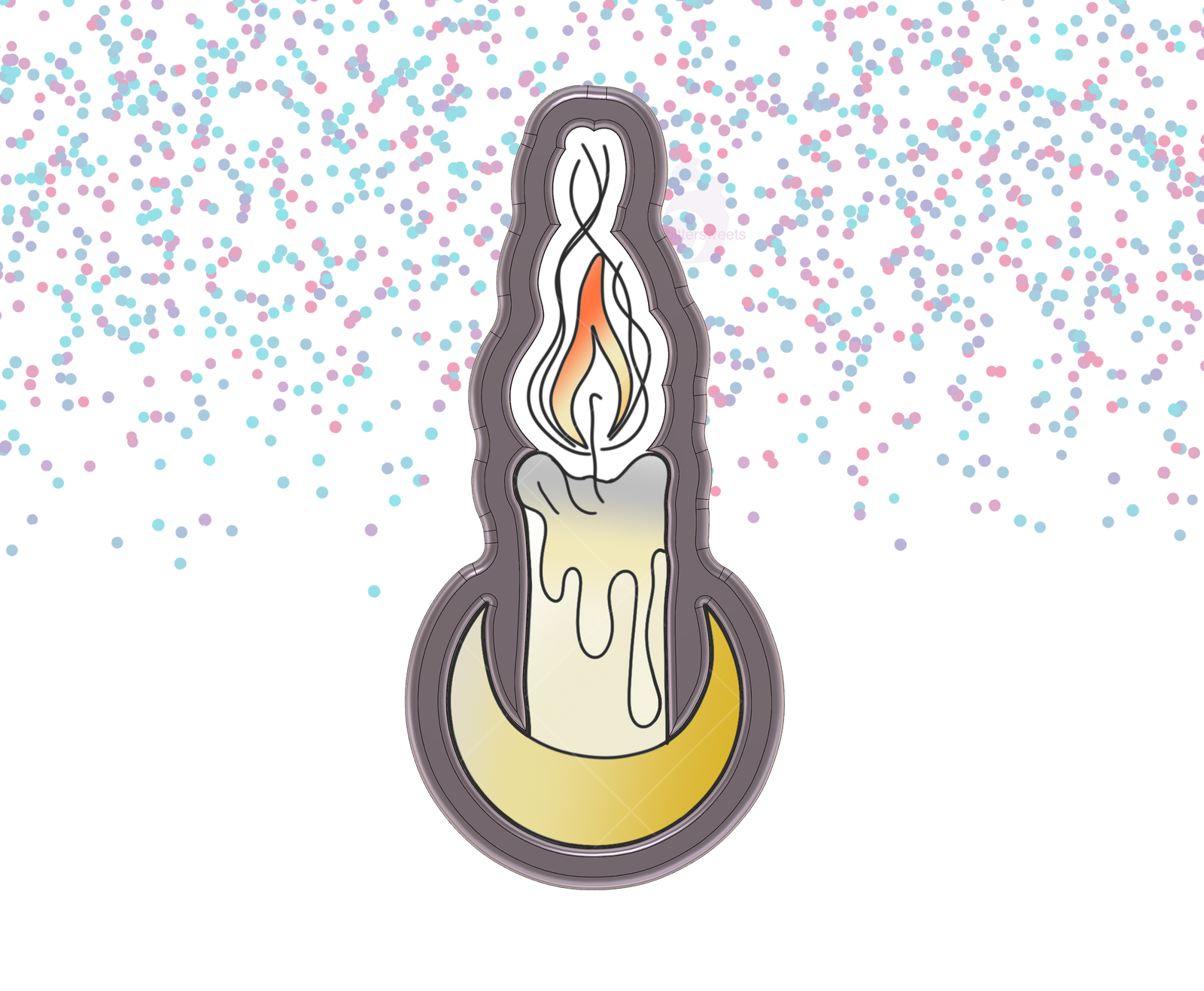 Crescent Candle 1 Cookie Cutter