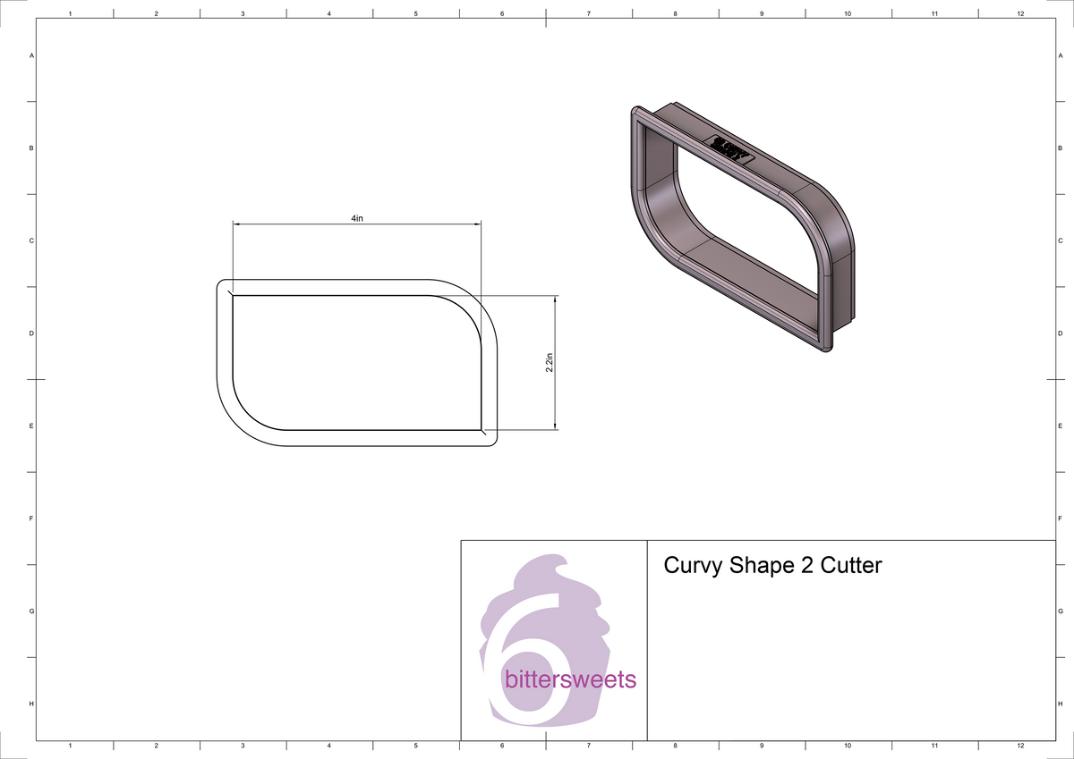 DIGITAL STL Download For Curvy Shape 2 Cookie Cutter