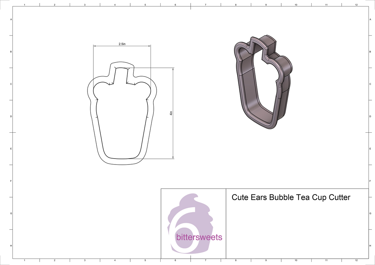 Cute Animal Ears Bubble Tea Cup Cookie Cutter