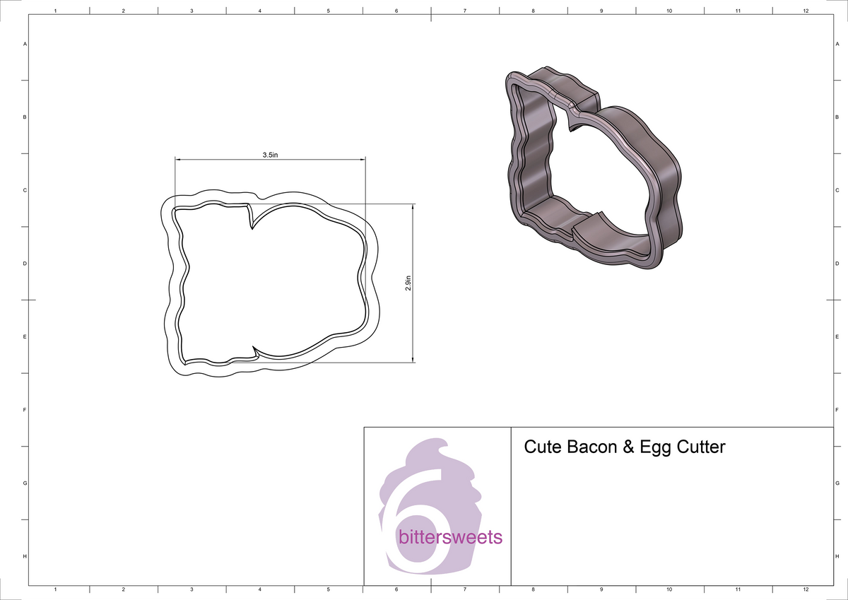 DIGITAL STL Download For Cute Bacon &amp; Egg Cookie Cutter