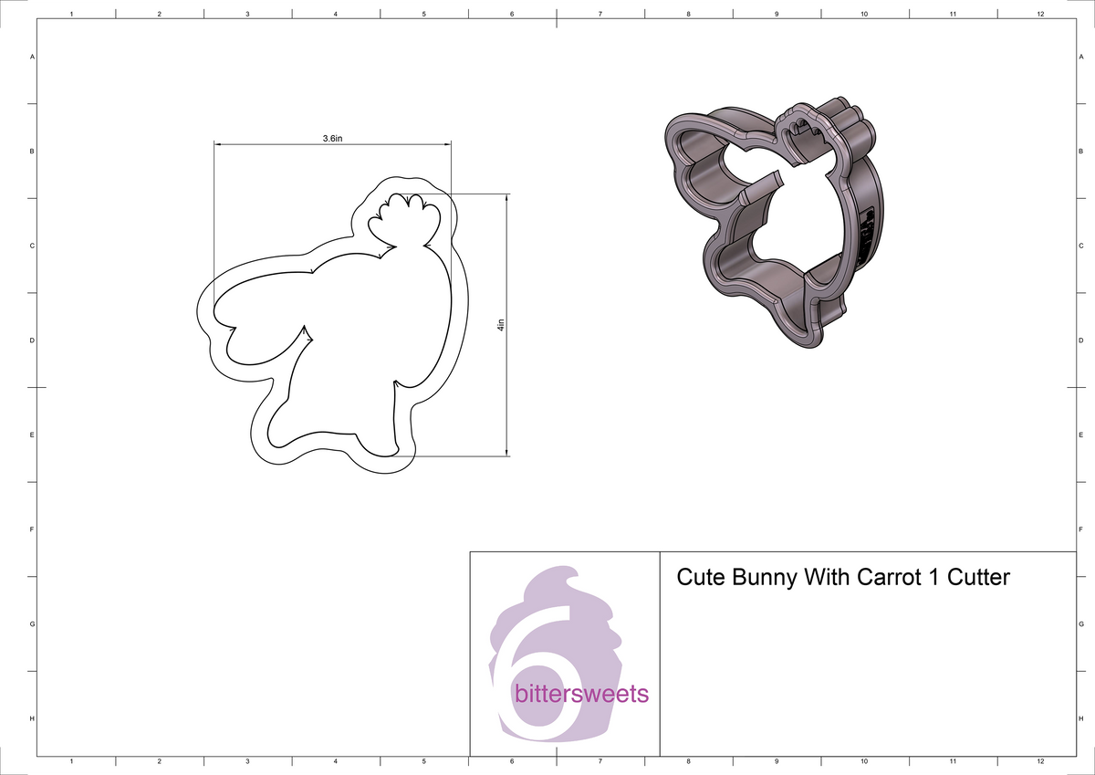 Cute Bunny With Carrot 1 Cookie Cutter