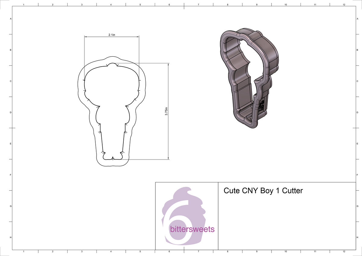 DIGITAL STL Download For Cute Chinese New Year Boy 1 Cookie Cutter