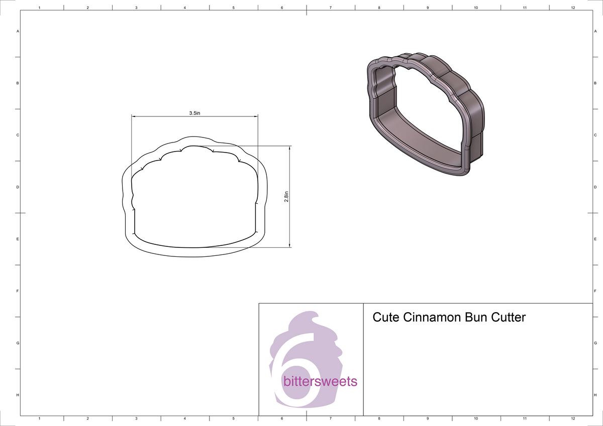 DIGITAL STL Download For Cute Cinnamon Bun Cookie Cutter