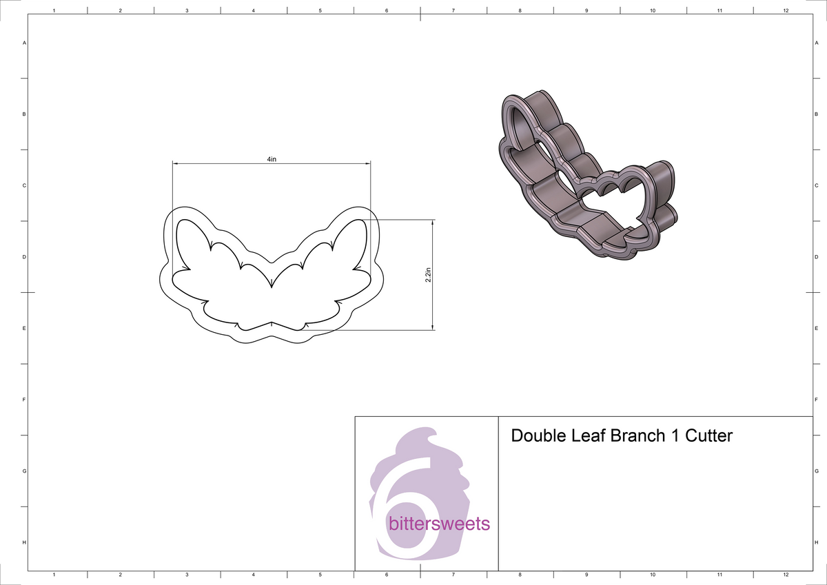DIGITAL STL Download For Double Leaf Branch 1 Cookie Cutter