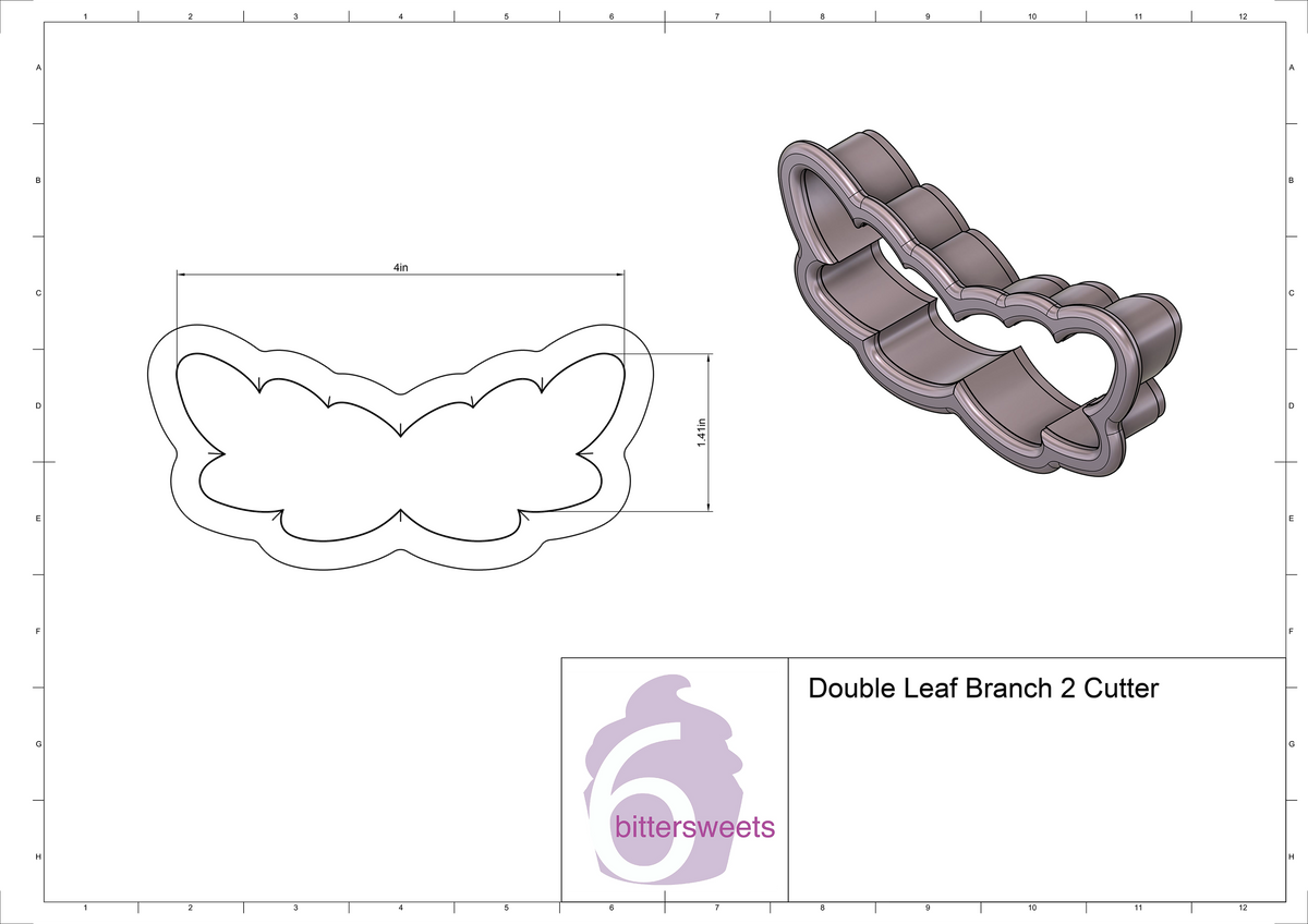 DIGITAL STL Download For Double Leaf Branch 2 Cookie Cutter
