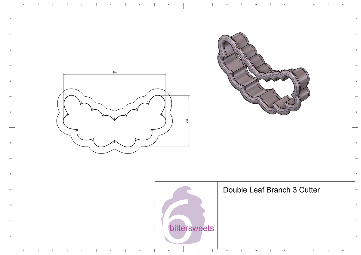 Double Leaf Branch 3 Cookie Cutter