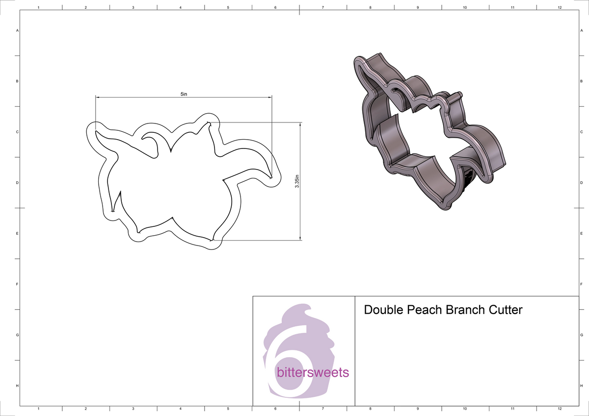 DIGITAL STL Download For Double Peach Branch Cookie Cutter