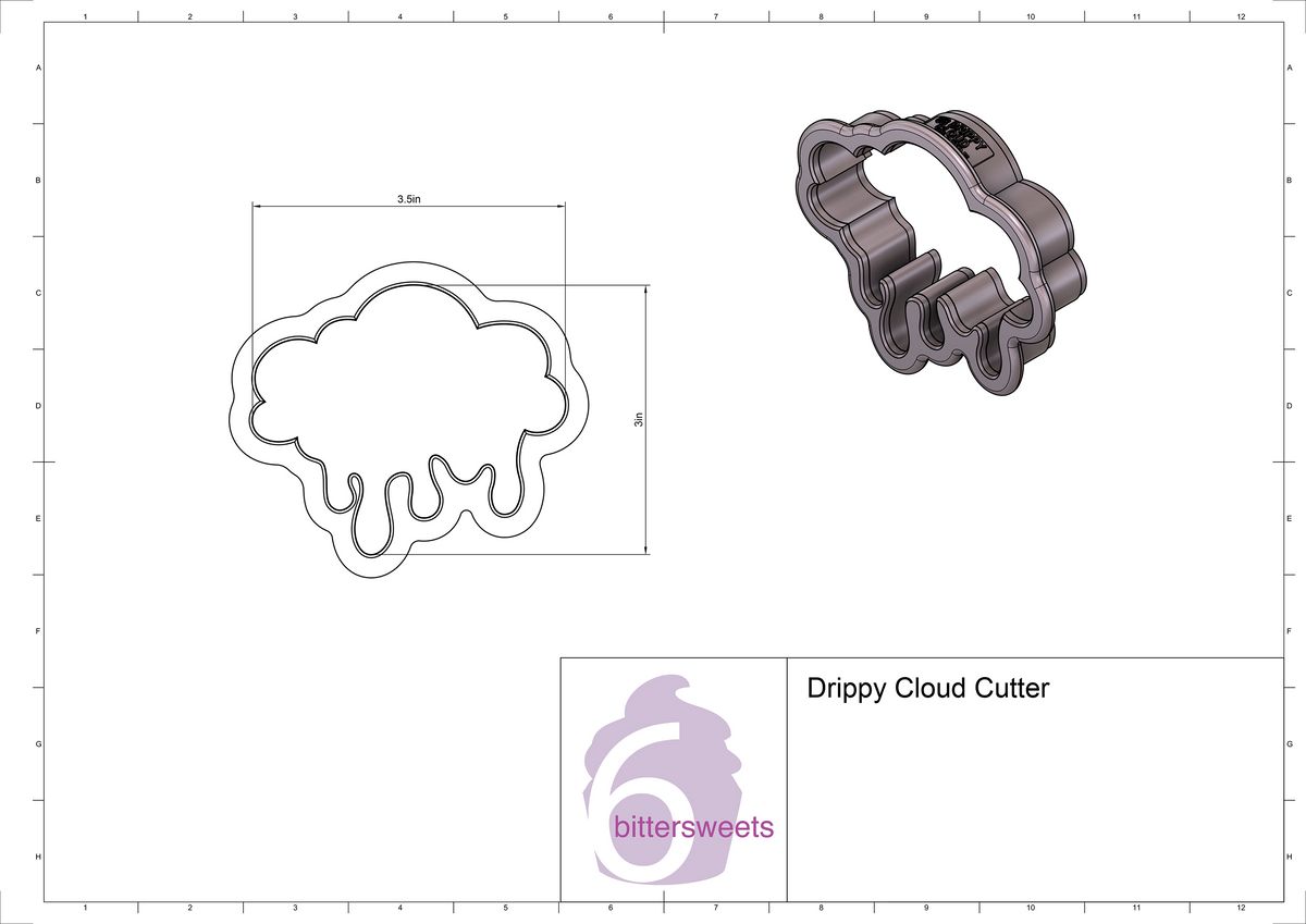 DIGITAL STL Download For Drippy Cloud Cookie Cutter