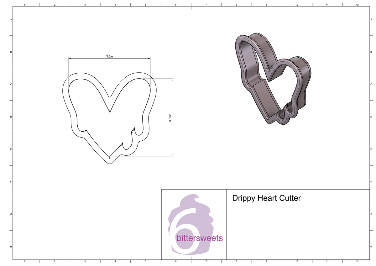 DIGITAL STL Download For Drippy Heart Cookie Cutter