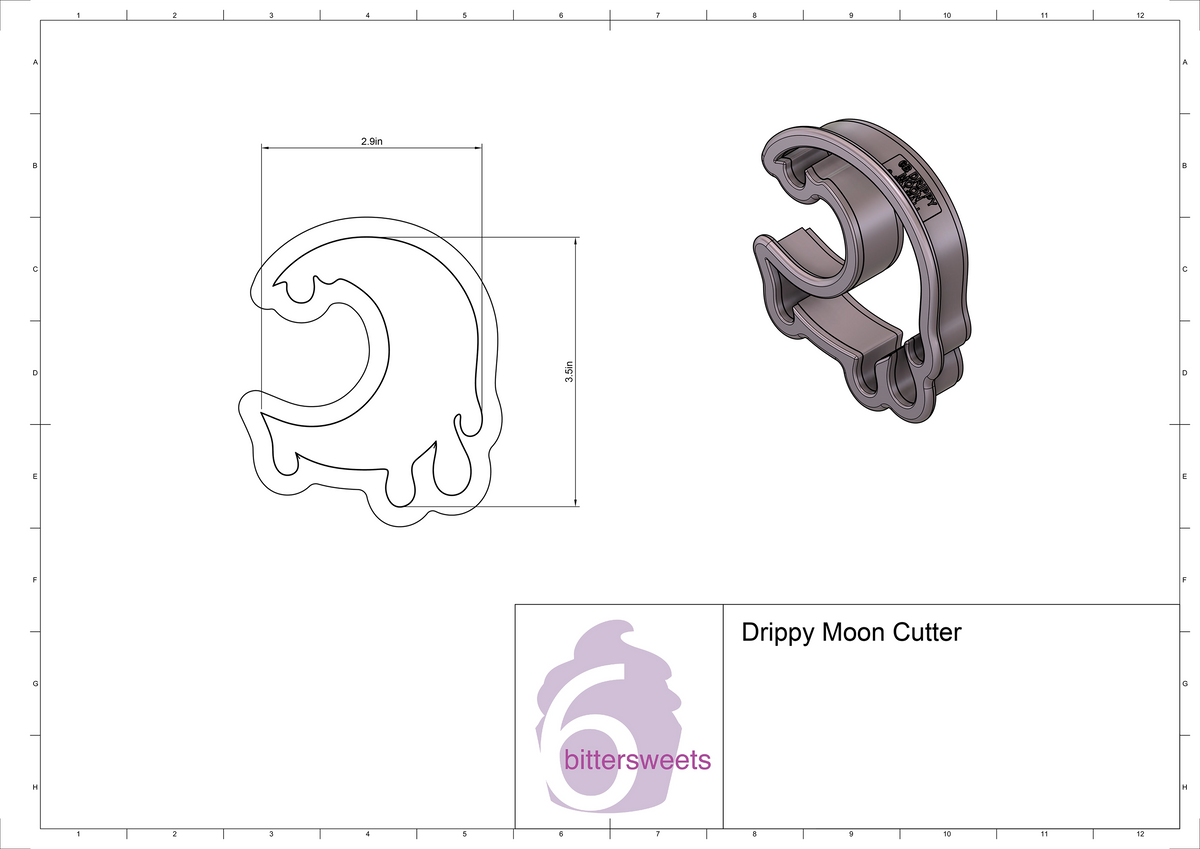 DIGITAL STL Download For Drippy Moon Cookie Cutter