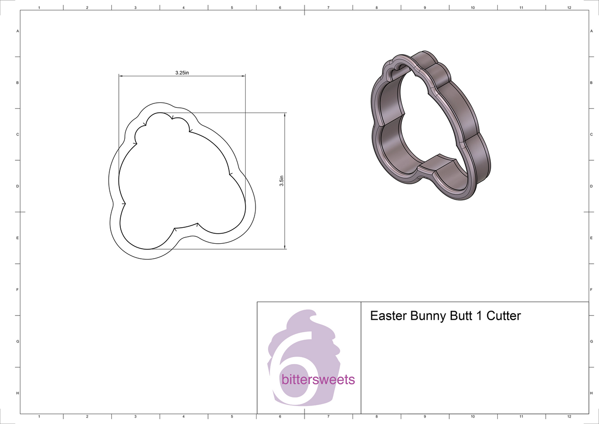 DIGITAL STL Download For Easter Bunny Butt 1 Cookie Cutter