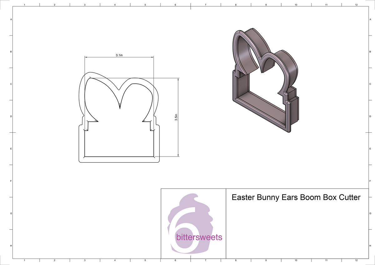 Easter Bunny Ears Boom Box Cookie Cutter