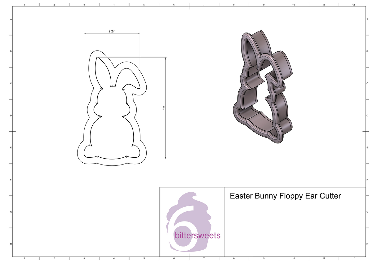 Easter Bunny Floppy Ear Cookie Cutter