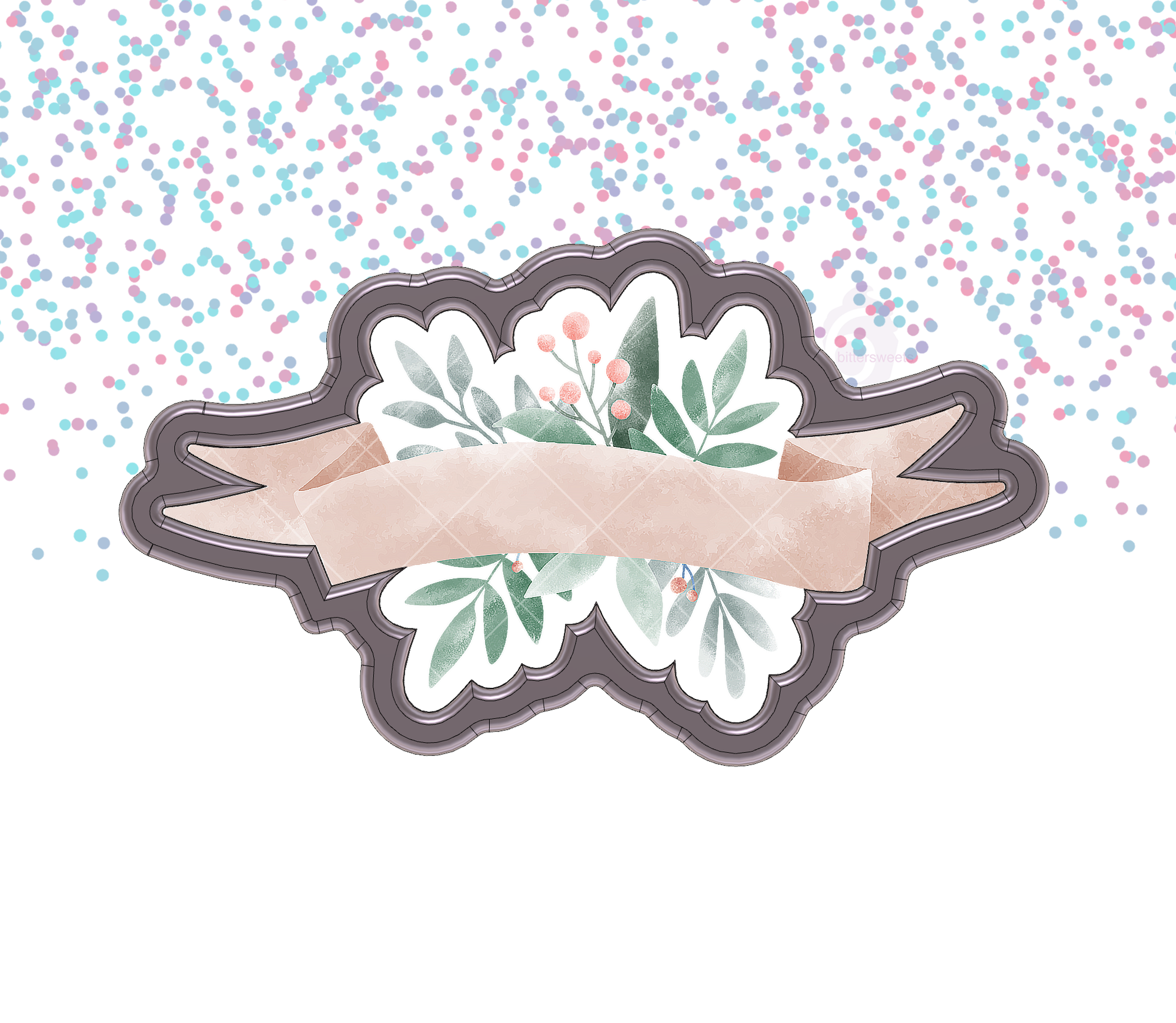 Floral Banner Plaque 1 Cookie Cutter