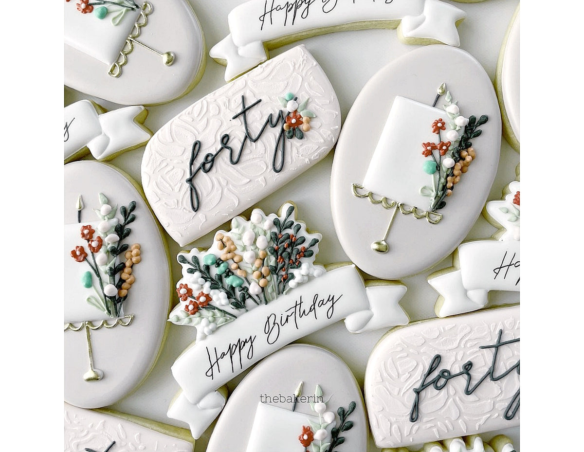 Floral Banner Plaque 2 Cookie Cutter