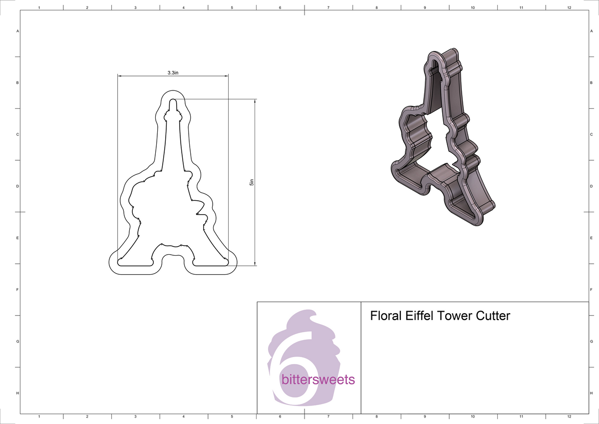 Floral Eiffel Tower Cookie Cutter