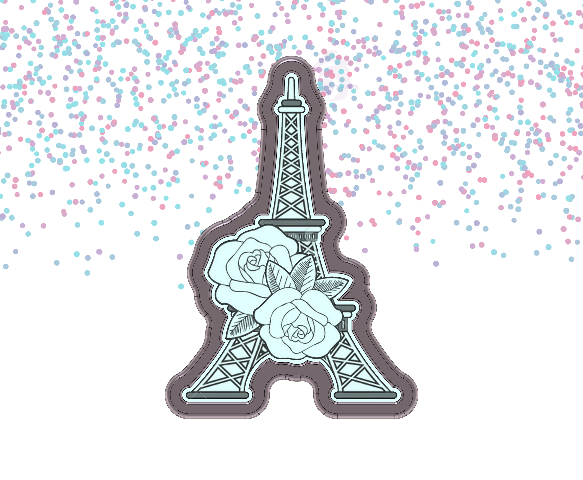 DIGITAL STL Download For Floral Eiffel Tower Cookie Cutter