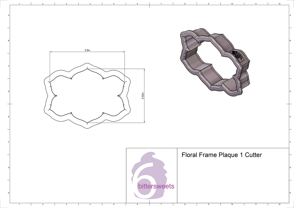 DIGITAL STL Download For Floral Frame Plaque 1 Cookie Cutter