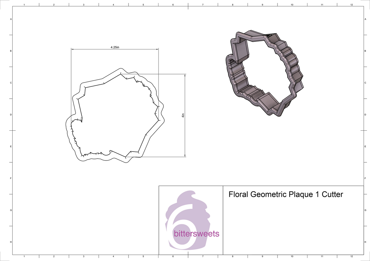 Floral Geometric Plaque 1 Cookie Cutter