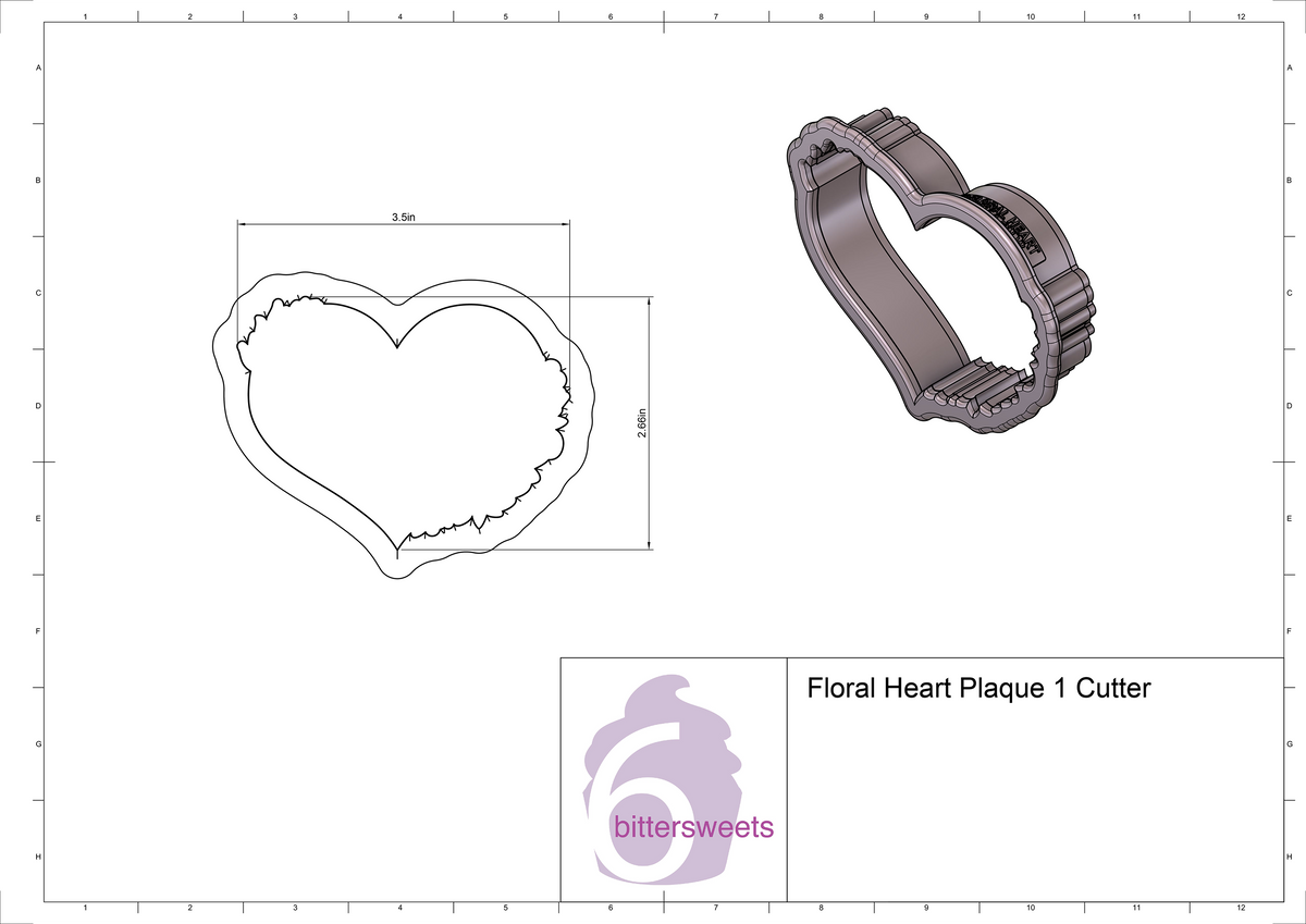 DIGITAL STL Download For Floral Heart Plaque 1 Cookie Cutter