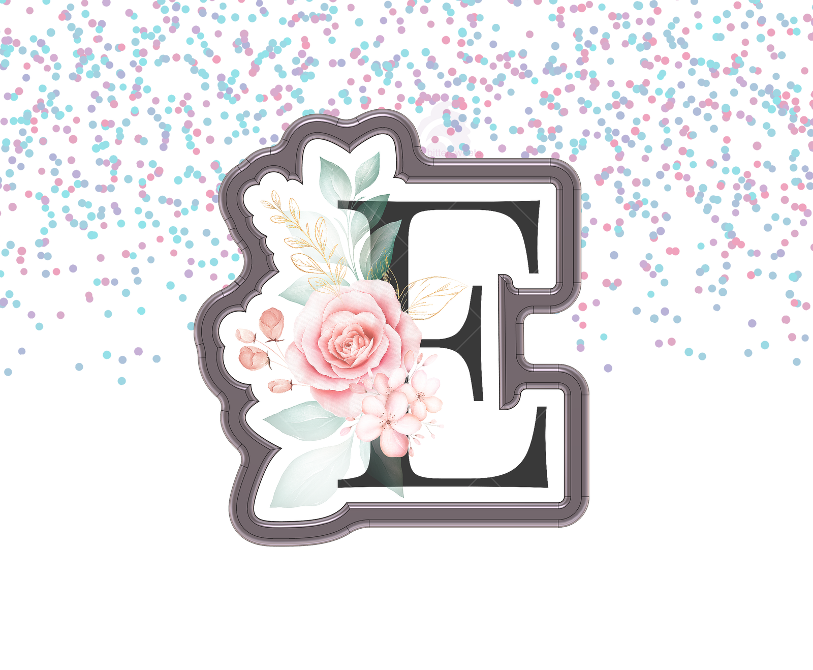 DIGITAL STL Download For Floral Letter E 1 Cookie Cutter
