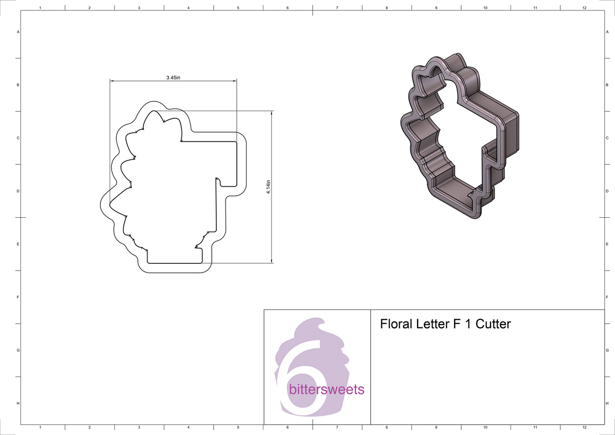 Floral Letter F 1 Cookie Cutter