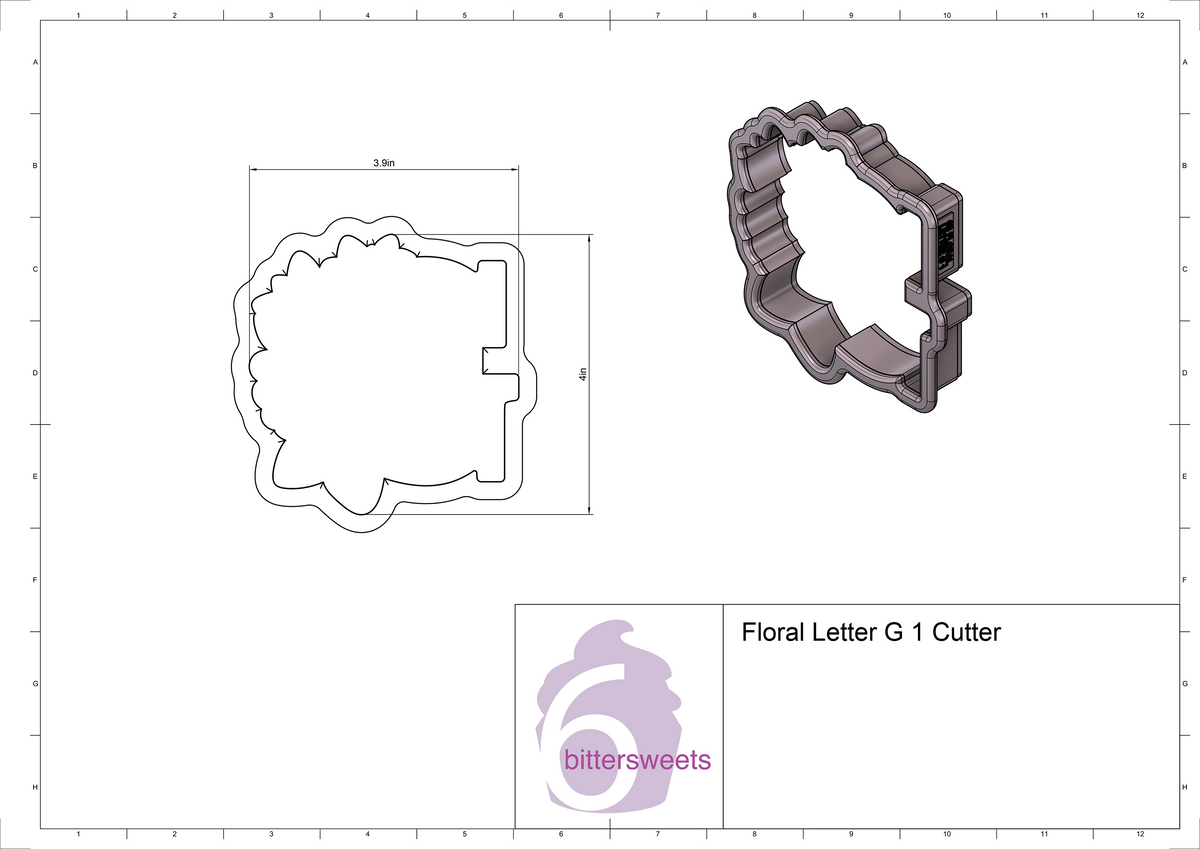 Floral Letter G 1 Cookie Cutter