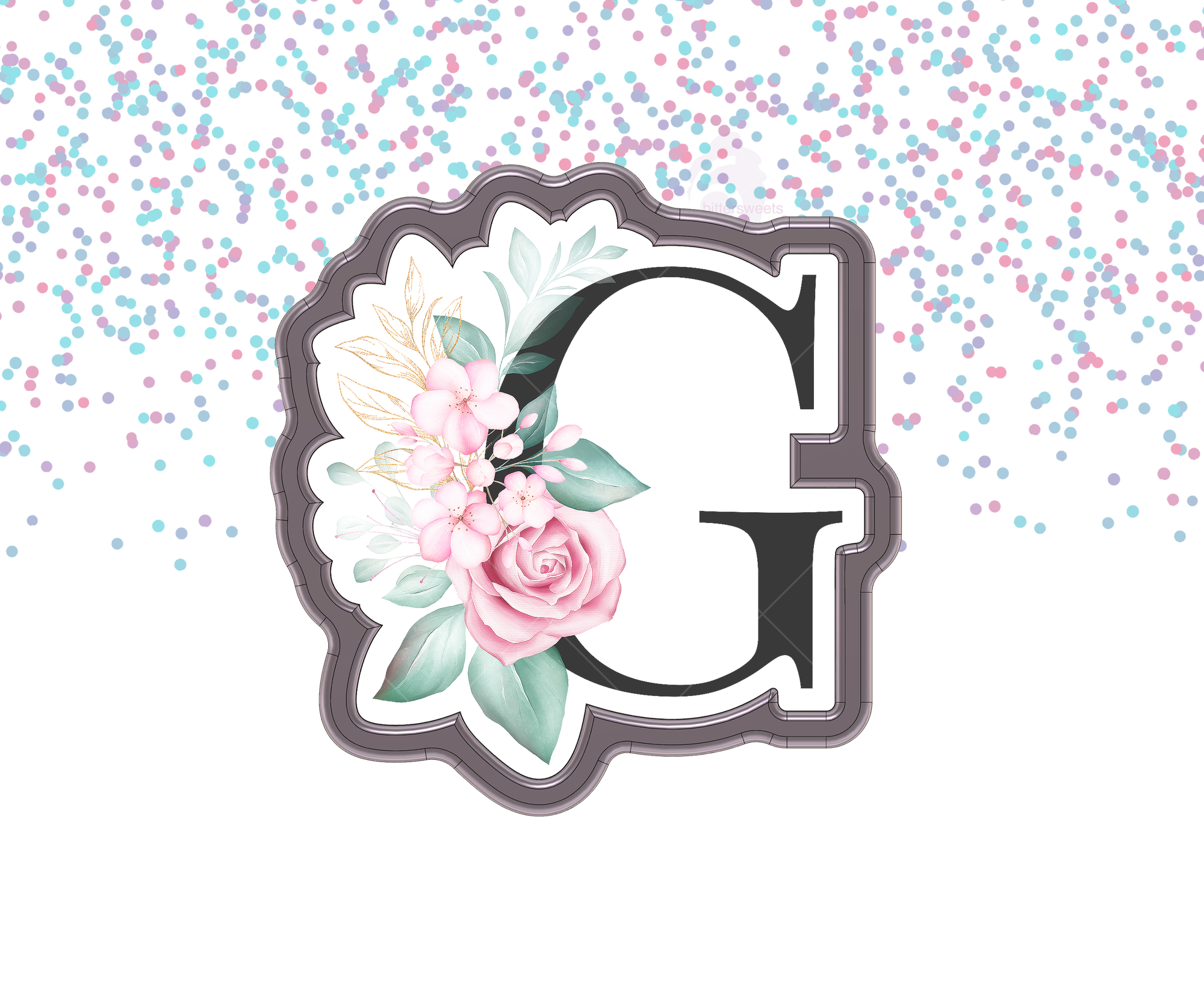 DIGITAL STL Download For Floral Letter G 1 Cookie Cutter