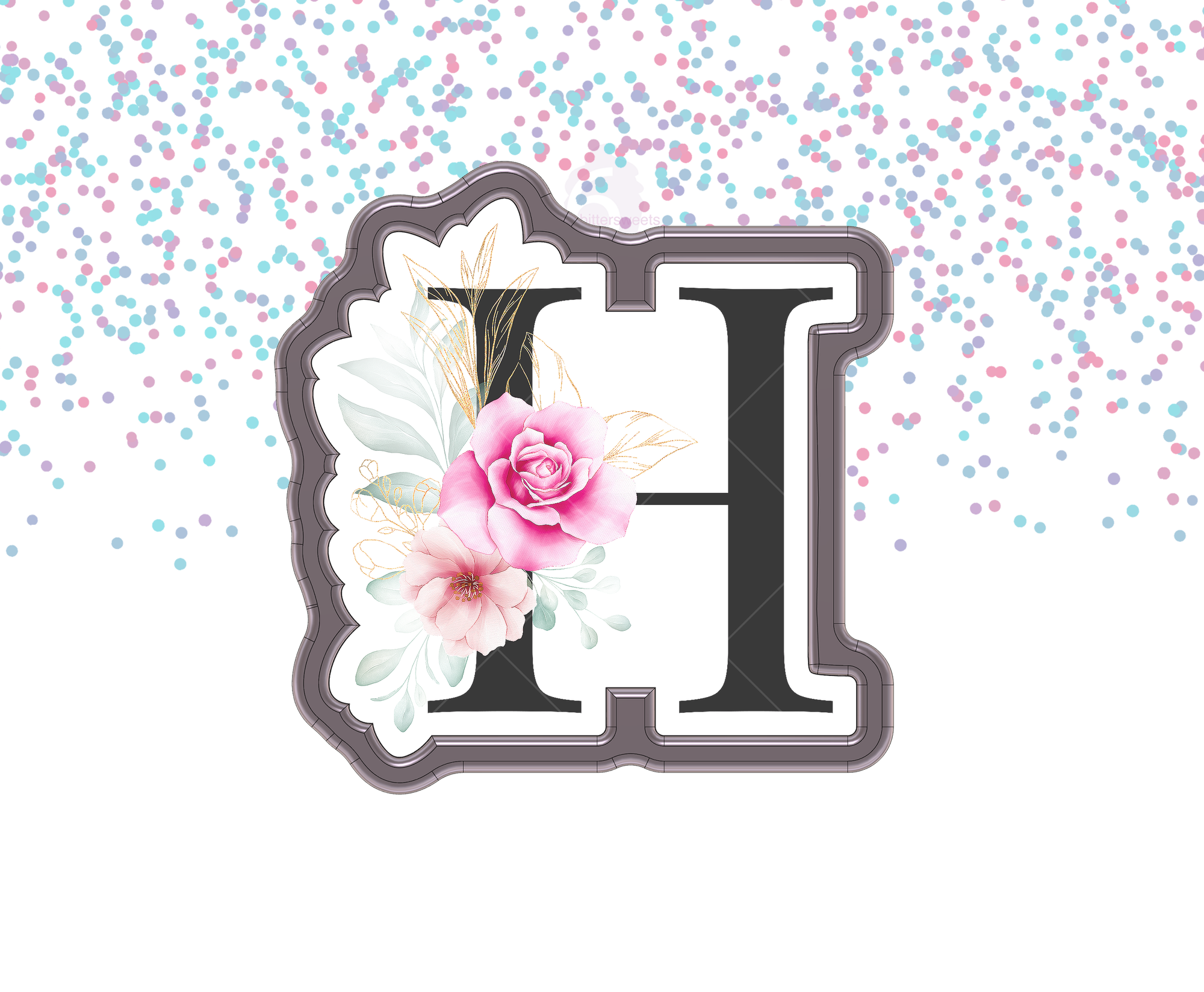 Floral Letter H 1 Cookie Cutter
