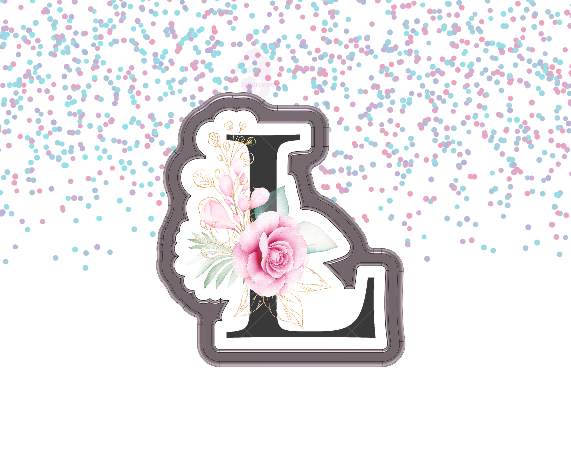 DIGITAL STL Download For Floral Letter L 1 Cookie Cutter