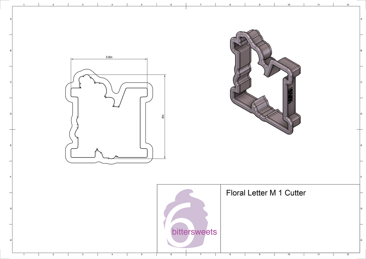Floral Letters A - M 1 Cookie Cutters