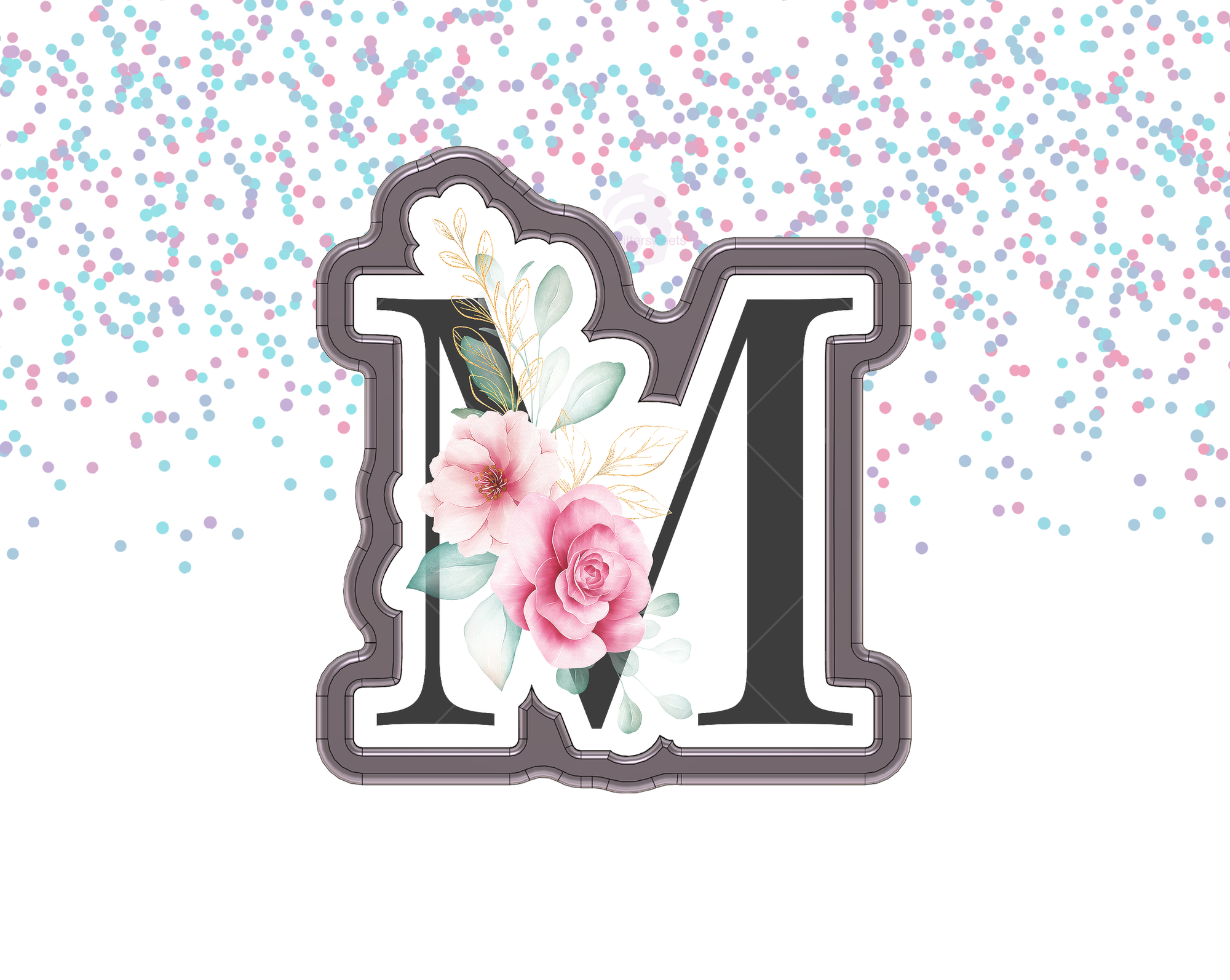 Floral Letter M 1 Cookie Cutter